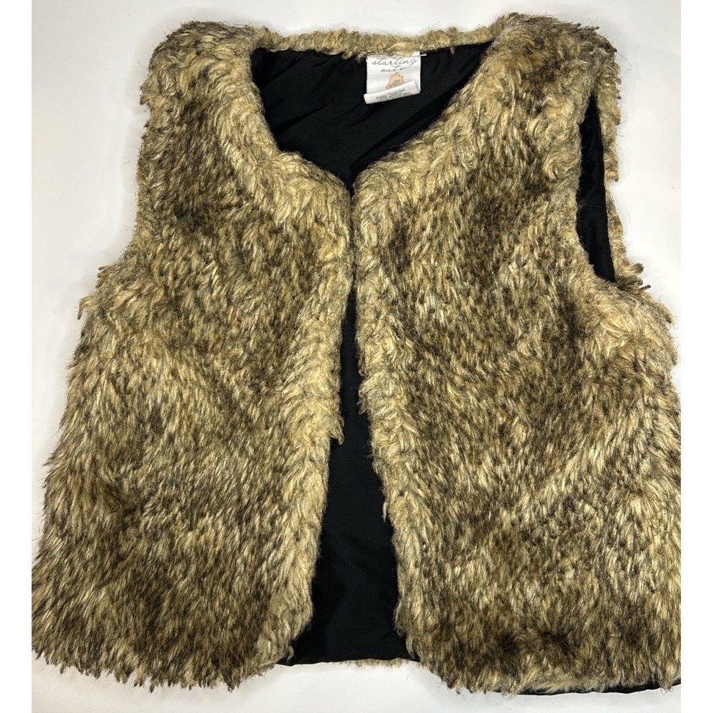 Faux Fur Vest 18 Month Girl's Brown With Black Lining, Viking Ren Faire Baby